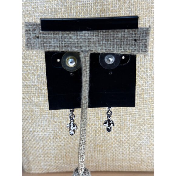 Sedgwick Silver-Tone Dangle Earrings With Rhinestones - Picture 6 of 8